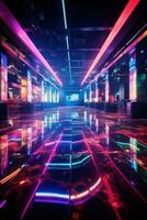 A neon night club pulses with energy and light photo