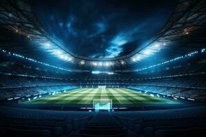 Football stadium inside at night with lights Post-Production photo