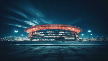 fútbol americano estadio dentro a noche con luces post-producción foto