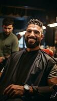 A man getting a buzz cut with electric clippers photo