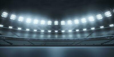 The football stadium at night. Generative AI photo