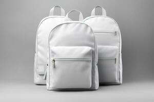 elegante cuero mochila en blanco antecedentes. generativo ai foto