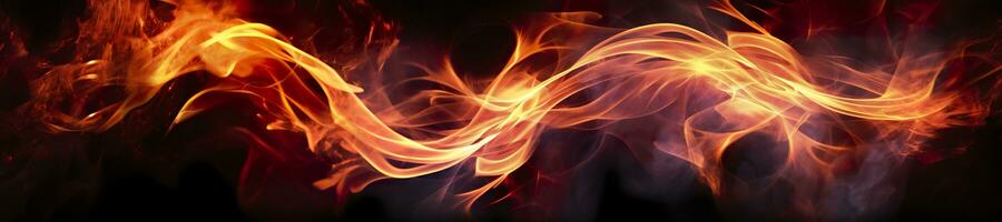 Fire flames on black background. AI Generative photo