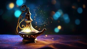 magic lamp in magic background photo