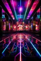 A neon night club pulses with energy and light photo