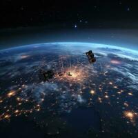 astronomy satellites observe earth at night from space photo