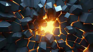 Abstract geometric background. Explosion power design with the crushing surface. 3d illustration. AI Generative photo