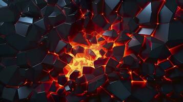 Abstract geometric background. Explosion power design with the crushing surface. 3d illustration. AI Generative photo