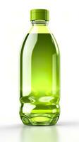 Jelly green, 3D rendering, solid color bottle. AI Generative photo