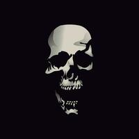 screaming skull vector on black background.