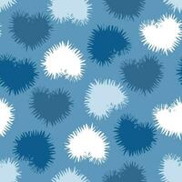 Seamless pattern with frosty abstract hearts. Silhouettes of shapes with sharp icy edges. Vector graphics.