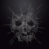 Spider web in the shape of a skull on a black background. Vector illustration. Eps 10. 2 colours. Halloween wallpaper.