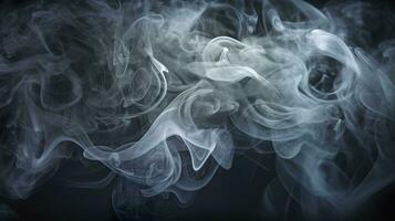 The close up view reveals the mesmerizing patterns and textures within the smoke, The ethereal quality of the smoke against the dark background. AI Generative photo