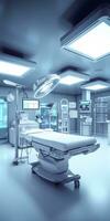 Modern equipment in operating room. Medical devices for neurosurgery. AI Generative photo