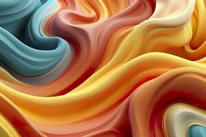 Abstract 3D Render. Colorful Background Design with Soft, Wavy Waves. Modern Abstract Wave Background. AI Generative photo