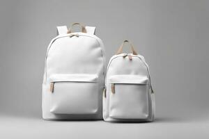 Stylish leather backpack on white background. Generative AI photo