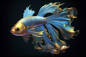 3d rendering. fish on black background. Generative AI photo