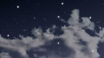 Night sky with clouds and many stars. Abstract nature background with stardust in deep universe. Vector illustration.