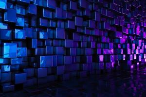 blue and purple lighted panels on a wall. generative AI photo