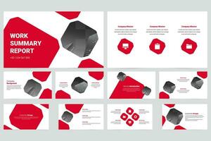 Red modern business work report slide presentation template vector