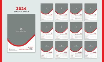 multi página pared calendario 2024, 12 página moderno pared calendario 2024 diseño vector