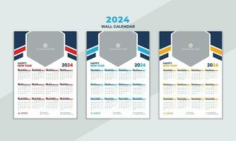 Wall calendar 2024 single page, one page modern wall calendar 2024 design vector