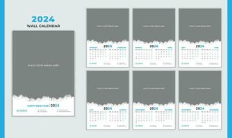 Wall calendar 2024 multipage, Multipage business wall calendar 2024 design vector