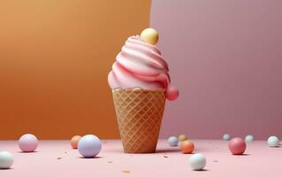 Ice cream abstract background with empty space for text. AI Generative photo