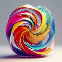 Abstract Rainbow Spiral. Soft and Rounded Forms Rendered in Tangled Perfection. AI Generative photo