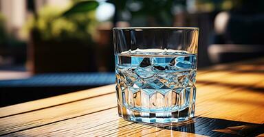 vaso de agua siendo lleno con agua. creado con generativo ai foto