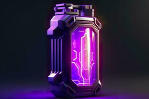 Purple Sci Fi Energy Flask with Pure Background. AI Generative photo