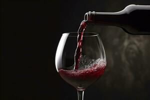 Pouring red wine into a wine glass. AI Generative photo