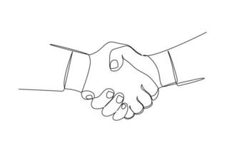 Handshake continuous one line drawing. Vector illustration.