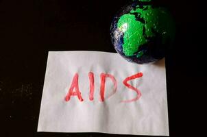 The word aids written on paper photo