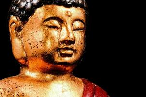 a close up of a buddha statue photo