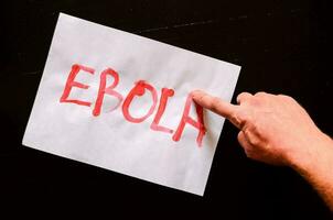 The word ebola written on paper photo