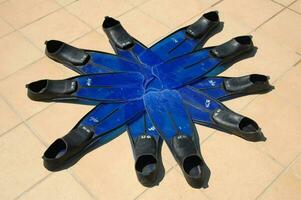 a group of scuba fins arranged in a star shape photo