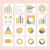 Financial Business data market graph elements templates dot bar pie charts diagrams and graphs flat icons set isolated vector illustration