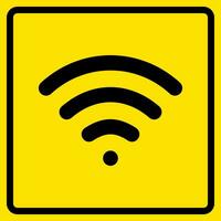 Wi-Fi Sign, Sticker With Yellow Background, For Print, Plot, Cut vector