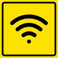 Wifi firmar, pegatina con amarillo fondo, para imprimir, trama, cortar vector