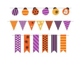 Set of Halloween garlands. Design elements for banner, poster, advertising, scrapbooking. Vector illustration on white background.