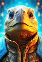 Portrait of an turtle anthropomorphic animal AI generative photo