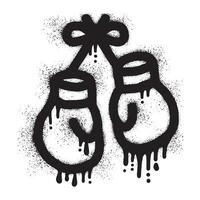 Boxing glove graffiti with black spray paint vector