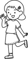 kids raising and waving hands. Cute girl say hello and show hand gestures. vector