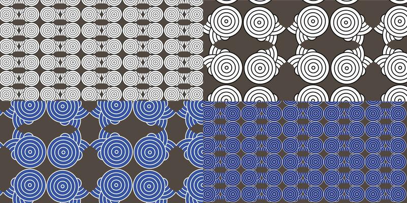 set of vector blue and white geometric patterns