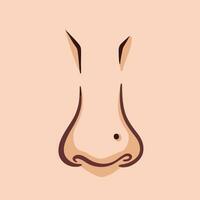 Human nose with mole on the side vector illustration isolated on square background. Simple flat outlined cartoon art style drawing.