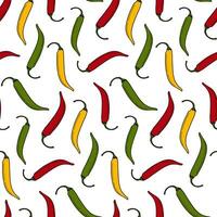 Seamless pattern of bright colorful chili pepper in trendy mexican shades. Abstract backdrop texture vector