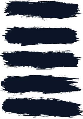 Abstract ink black paint brush stroke set