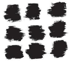 Vector paint set of different black grunge brush stroke