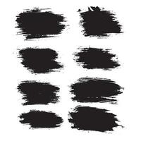 Grunge effect black ink brush stroke collection vector